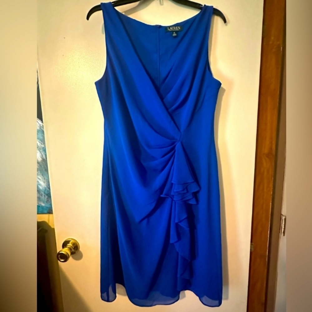 Lauren Ralph Lauren Wrap style Dress Size 12 Capri Blue